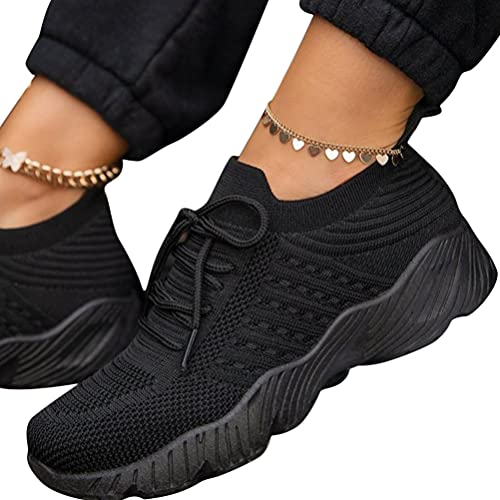 ticticlily Damen Laufschuhe Sportschuhe Freizeit Straßenlaufschuhe Fashion Leichtgewichts Atmungsaktiv Walkingschuhe Schwarz 38 EU von ticticlily