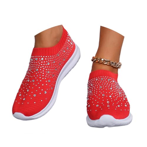 ticticlily Damen Laufschuhe mit Strass Mesh Atmungsaktiv Glitzer Sneaker Slip On Sportschuhe A Rot 39 EU ticticlily Damen Laufschuhe mit Strass Mesh Atmungsaktiv Glitzer Sneaker Slip On Sportschuhe A Rot 39 EU von ticticlily