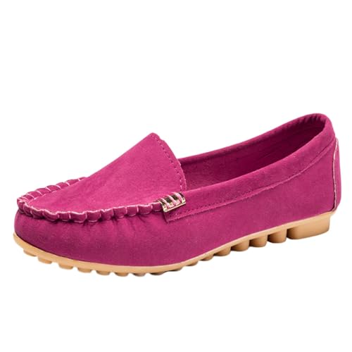 ticticlily Damen Loafer Bequeme Flacher Mokassins Slippers Schuhe Faltbare Klassische Loafer A Rose Rot 43 EU von ticticlily