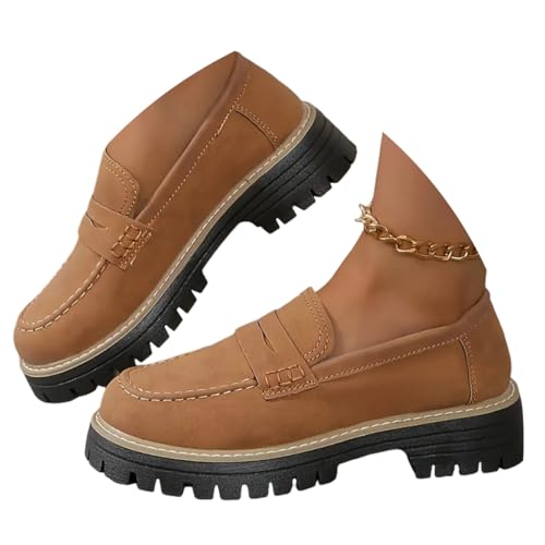 ticticlily Damen Loafer mit Absatz Elegant Bequeme Klobige Slipper Für Frauen Mit Plattform B Dunkelbraun 37 EU von ticticlily