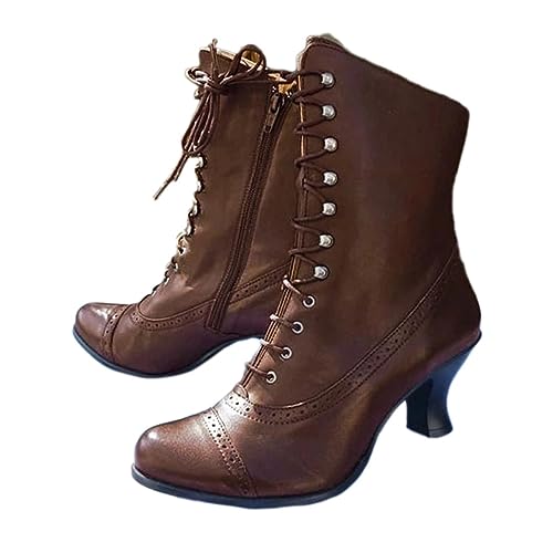 ticticlily Damen Stiefel Vintage Viktorianische Stiefel Schnüren A Braun 39 von ticticlily