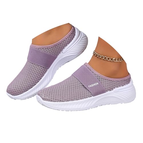 ticticlily Damen Mesh Clogs Hausschuhe Leichte Atmungsaktive Pantoletten Sommer A Violett 38 EU von ticticlily