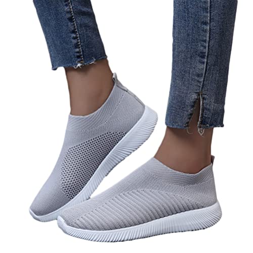 ticticlily Damen Mesh Slip On Sneakers Walking Outdoor Gym Bequem Leichte Atmungsaktiv Freizeitschuhe Sportschuhe A Grau 38 EU von ticticlily