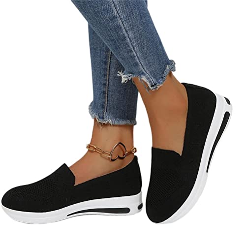 ticticlily Damen Mesh Slip On Sneakers Walking Outdoor Gym Bequem Leichte Atmungsaktiv Freizeitschuhe Sportschuhe B Schwarz 41 EU von ticticlily