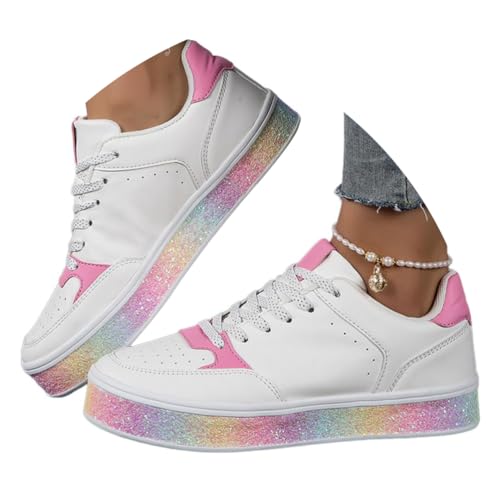 ticticlily Damen Pailletten Sneaker Frauen Glitzer Sneaker Slip On Sportschuhe Laufschuhe Canvas Walkingschuhe Freizeitschuhe L Rosa 41 EU von ticticlily