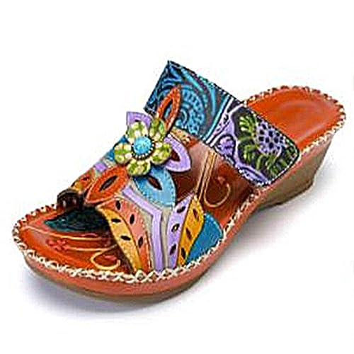 ticticlily Damen Pantoletten mit Absatz Keilsandalen Boho Strandsandalen Blumen Sommerschuhe Plattform Flip-Flops Plateau Schuhe Sexy Offene Toe Slippers Weichen Sohlen Hausschuhe A Orange 37 ticticlily Damen Pantoletten mit Absatz Keilsandalen Boho Strandsandalen Blumen Sommerschuhe Plattform Flip-Flops Plateau Schuhe Sexy Offene Toe Slippers Weichen Sohlen Hausschuhe A Orange 37 von ticticlily
