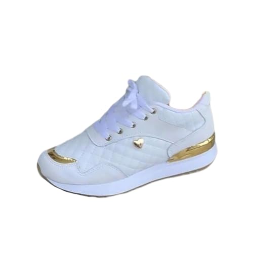 ticticlily Damen Plateau Sneakers mit Schnürschuhe Casual Sneakers B Weiß 42 von ticticlily