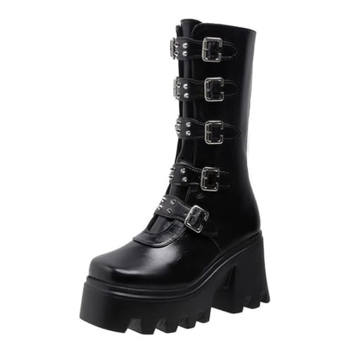 ticticlily Damen Plateau Stiefeletten Mittlere Stiefel Einfarbig Schnüren Punk Schuhe Stiefeletten Bequem Motorradstiefel D Schwarz 37 EU ticticlily Damen Plateau Stiefeletten Mittlere Stiefel Einfarbig Schnüren Punk Schuhe Stiefeletten Bequem Motorradstiefel D Schwarz 37 EU von ticticlily