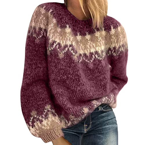 ticticlily Damen Pullover Rollkragen Elegant Winter Grob gestrickter Pullover Pulli Langarm Pullover Damen Winter A Violett XXL von ticticlily