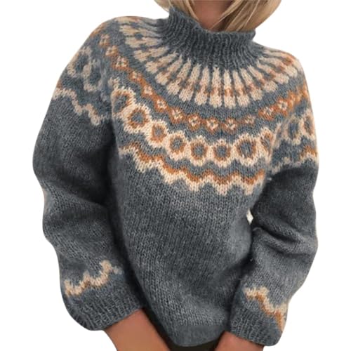 ticticlily Damen Pullover Rollkragen Elegant Winter Grob gestrickter Pullover Pulli Langarm Pullover Damen Winter E Grau 3XL ticticlily Damen Pullover Rollkragen Elegant Winter Grob gestrickter Pullover Pulli Langarm Pullover Damen Winter E Grau 3XL von ticticlily