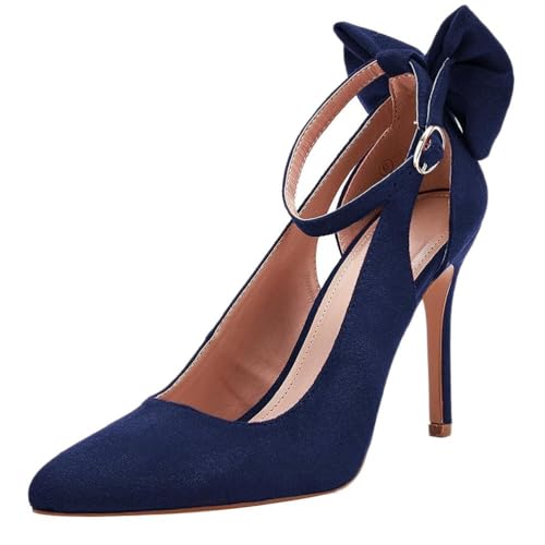 ticticlily Damen Pumps Stilettos High Heels Pumps Spitz Party Basic Schuhe Geschlossen Braut Damenschuhe Sandalen Abendschuhe D Dunkelblau 41 EU von ticticlily
