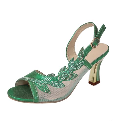 ticticlily Damen Pumps mit Absatz Peeptoe Mid Heels Slingback Bequeme Abendschuhe C Grün 40 EU von ticticlily
