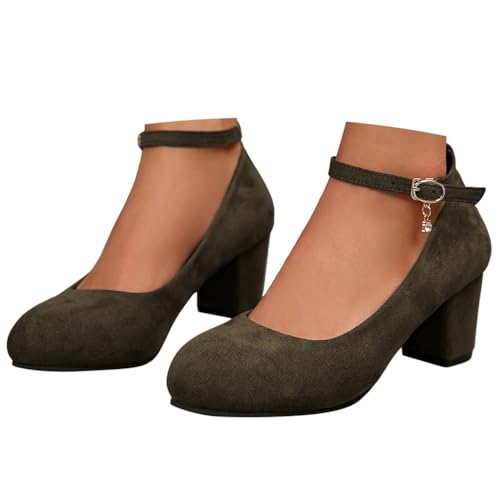 ticticlily Damen Pumps mit Blockabsatz Party Brautschuhe Elegant Riemchen High Heel Dirndl Schuhe A1 Grün 42 EU von ticticlily