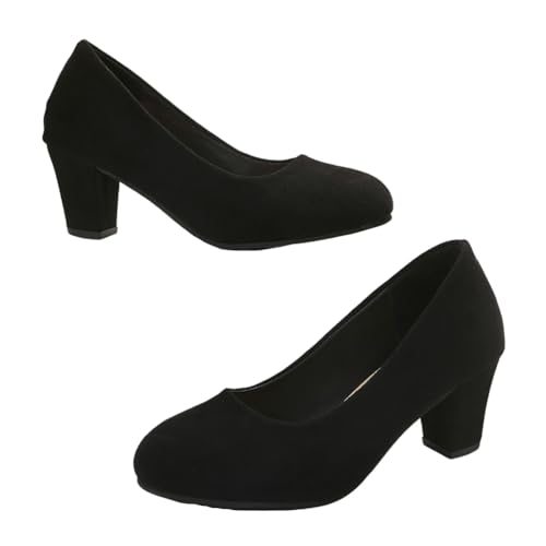 ticticlily Damen Pumps mit Blockabsatz Schuhe Elegant Abendschuhe Bequeme High Heels A1 Schwarz 37 EU von ticticlily