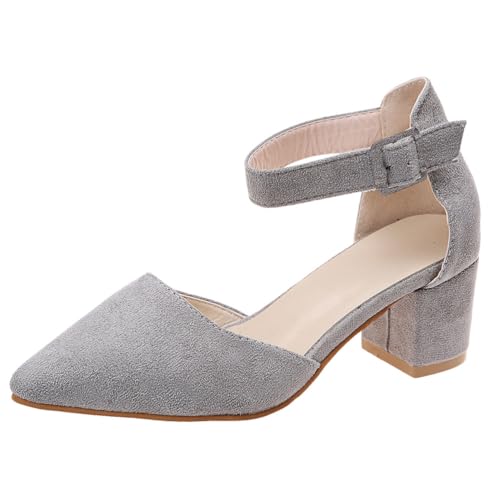 ticticlily Damen Pumps mit Riemen Wildlederimitat Riemchenpumps B Grau 39 EU von ticticlily