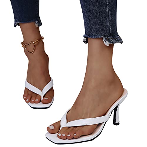 ticticlily Damen Sandalen Casual Damen Sommer Peep Toe Pantoletten High Heel Bankett Party Schuhe Pumps A Weiß 43 EU von ticticlily