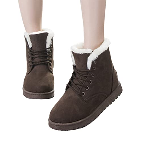 ticticlily Damen Schneestiefel Mit Futter Warme Und Gemütliche Snow Winterboots Damenstiefel Winterstiefel Wolle Für Komfort Und Wärme Wasserdicht Winterschuhe A Braun 39 EU von ticticlily