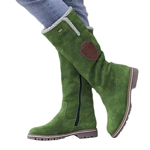 ticticlily Damen Schneestiefel Winterschuhe Casual Reißverschluss Langschaftstiefel Frauen Winterstiefel Warm Gefüttert Plüsch Schuhe Stiefel A Grün 40 EU von ticticlily