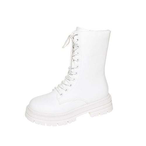 ticticlily Damen Schuhe Winterstiefel Winterschuhe Kurzschaft Schnürstiefel Gothic Vintage Stiefeletten Schuhe Plateau Stiefel E Weiß 43 von ticticlily