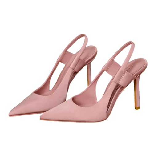 ticticlily Damen Slingpumps mit Riemen Spitzenschuhe Stiletto mit Kitten Heel Perfekt für Büro Hochzeiten und Partys F Rosa 40 EU von ticticlily