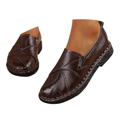 ticticlily Damen Slipper Leicht Mokassin Flacher Loafer Slip On Mode Lässig Boat Schuhe Frauen Leder Bootsschuhe A Braun 36 EU von ticticlily