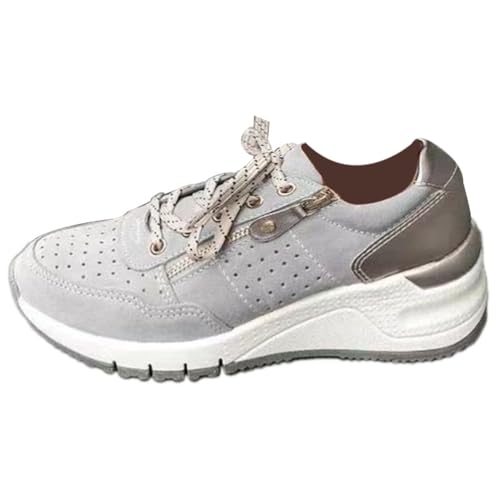 ticticlily Damen Sneaker mit Keilabsatz Plateau Freizeitschuhe Mode Sneaker B Grau 40 von ticticlily