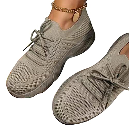 ticticlily Damen Sneakers Einfachheit Freizeit Slip On Sportschuhe Walkingschuhe Leichte Atmungsaktiv Freizeitschuhe Outdoor Bequem Turnschuhe Dunkelgrau 40 EU von ticticlily