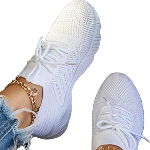 ticticlily Damen Sneakers Einfachheit Freizeit Slip On Sportschuhe Walkingschuhe Leichte Atmungsaktiv Freizeitschuhe Outdoor Bequem Turnschuhe Weiß 43 EU von ticticlily