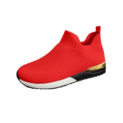 ticticlily Damen Sneakers Leichte Atmungsaktiv Walkingschuhe Slip On Fitness Turnschuhe Sportschuhe Bequeme Schlupfschuhe C Rot 37 EU von ticticlily