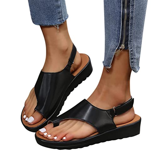 ticticlily Damen Sommer Big Toe Fußkorrektur Sandale Frauen Schuhe Sommer Strand Reise Hallux Valgus Flache Zehentrenner Flip Flops A Schwarz 38 EU von ticticlily