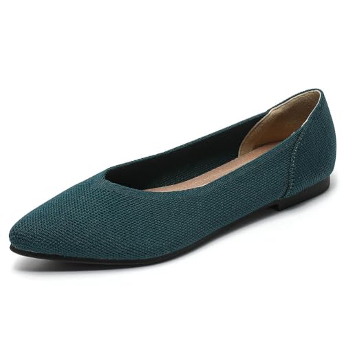 ticticlily Damen Spitze Zehe Ballett Flach Strickkleid Schuhe Low Wedge Flache Schuhe Komfort Slip On Flats Schuhe für Frau Klassische Schuhe A Grün 40 EU von ticticlily