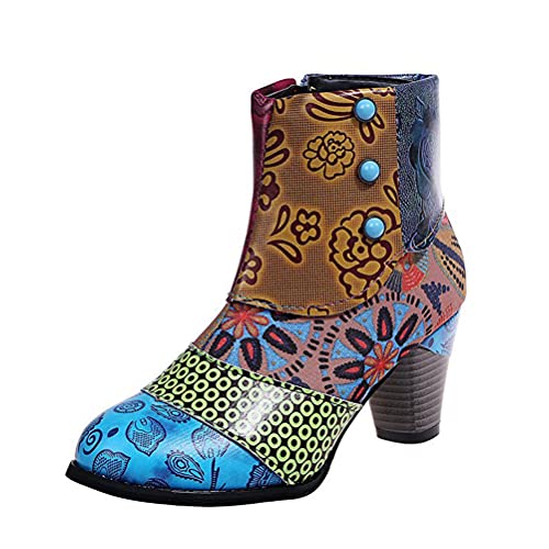 ticticlily Damen Stiefel Herbst Winter Retro Klassischer Boho Gestickt Bunte Druck Blume Blockabsatz Schlupfstiefel Kurze Stiefel A Mehrfarbig 40 EU ticticlily Damen Stiefel Herbst Winter Retro Klassischer Boho Gestickt Bunte Druck Blume Blockabsatz Schlupfstiefel Kurze Stiefel A Mehrfarbig 40 EU von ticticlily