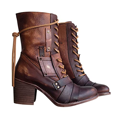 ticticlily Damen Stiefel Herbst Winter Retro Runde Zehenplattform Ankle Boots Zurück Schnürung Knöchel Schuhe Stiefel mit Dickem Absatz Khaki 41 EU ticticlily Damen Stiefel Herbst Winter Retro Runde Zehenplattform Ankle Boots Zurück Schnürung Knöchel Schuhe Stiefel mit Dickem Absatz Khaki 41 EU von ticticlily