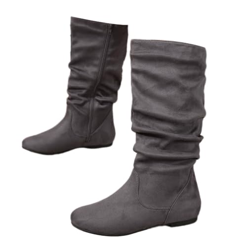 ticticlily Damen Stiefel Overknees Leicht Gefüttert Plateau Winterschuhe Langschaft Stiefel Boots D Grau 39 EU von ticticlily