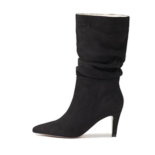 ticticlily Damen Stiefeletten Absatz Klassische Stiefel High Heels Herbst Winter Schuhe C Schwarz 38 EU von ticticlily
