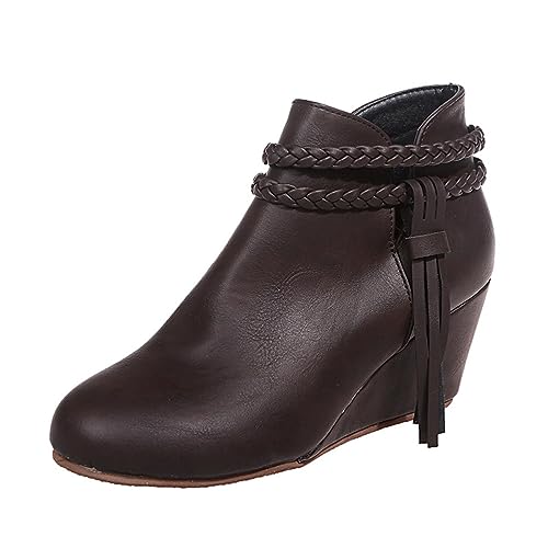 ticticlily Damen Stiefeletten Ankle Boots mit Blockabsatz Comfort Glattleder Frauen Ankle Boots Herbst Winter Stiefel Stiefelette Knöchel Schuhe Worker Boots Schneestiefel Damen Schuhe B Kaffee 39 von ticticlily