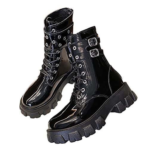 ticticlily Damen Stiefeletten Biker Boots Leicht Gefüttert mit Blockabsatz Schnallen Gesteppt Damen Stiefeletten Schlupfstiefel Warm Gefüttert Schwarz 40 EU ticticlily Damen Stiefeletten Biker Boots Leicht Gefüttert mit Blockabsatz Schnallen Gesteppt Damen Stiefeletten Schlupfstiefel Warm Gefüttert Schwarz 40 EU von ticticlily