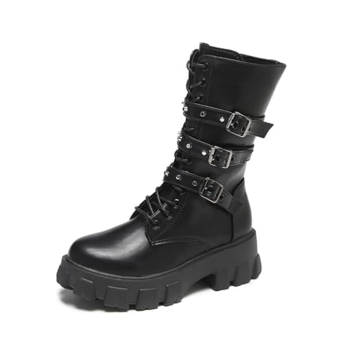 ticticlily Damen Stiefeletten Frauen Stiefel Plateau Kurzschaft Hohe Plateau Schuhe Bequem Winter Warm Motorradstiefel C Schwarz 38 EU ticticlily Damen Stiefeletten Frauen Stiefel Plateau Kurzschaft Hohe Plateau Schuhe Bequem Winter Warm Motorradstiefel C Schwarz 38 EU von ticticlily