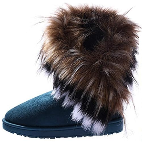 ticticlily Damen Stiefeletten Winter Boots Warm Gefüttert Stiefeletten Kunstfell Profilsohle A Grün 36 EU von ticticlily