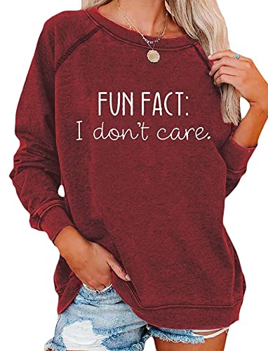 ticticlily Damen Sweatshirt Rundhals Pullover Casual Elegant Langarmshirts Baumwolle Lässiges Pulli Herbst Winter T-Shirts Hemd Rot XL von ticticlily