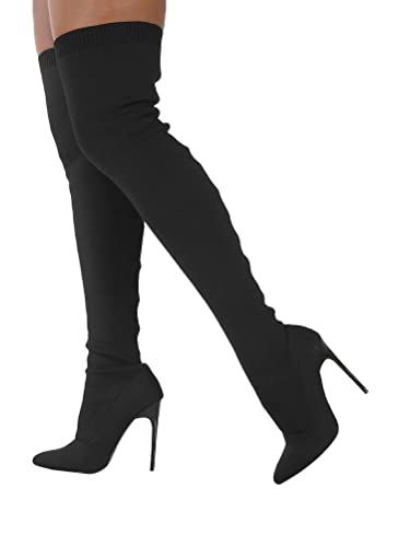 ticticlily Damen Winterstiefel Overknee Hohe Stiefel Winter Lange Stiefel Oberschenkel Hohe Stiefel Schuhe Stiletto High Heels Lang Boots A Schwarz 42 EU von ticticlily