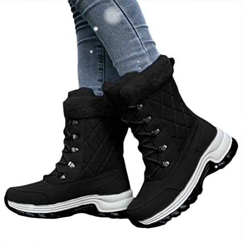 ticticlily Damen Winterstiefel Winterschuhe Warm Gefüttert Winter Boots Schneestiefel rutschfeste Wanderschuhe B Schwarz 36 EU von ticticlily