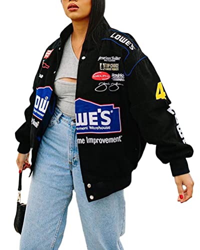 ticticlily Damen Y2K Jacke Zip Up Hoodies Sterne Motiv Graphics Harajuku für Paare Sweatshirt Vintage Kapuzenjacke Unisex Sweatjacke 90er E-Girl Top A9 Schwarz M von ticticlily