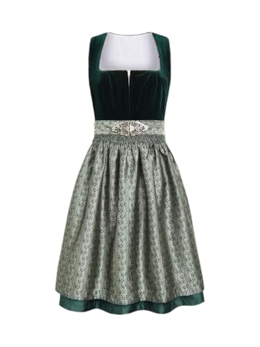 ticticlily Dirndl Damen Midi Lang, Dirndlkleid Trachten Kleider für Oktoberfest Besondere Anlässe, Trachtenkleid Trachtenmode A2 Dunkelgrün XS von ticticlily
