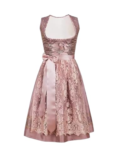 ticticlily Dirndl Damen Midi Lang, Dirndlkleid Trachten Kleider für Oktoberfest Besondere Anlässe, Trachtenkleid Trachtenmode A6 Dunkelrosa L von ticticlily