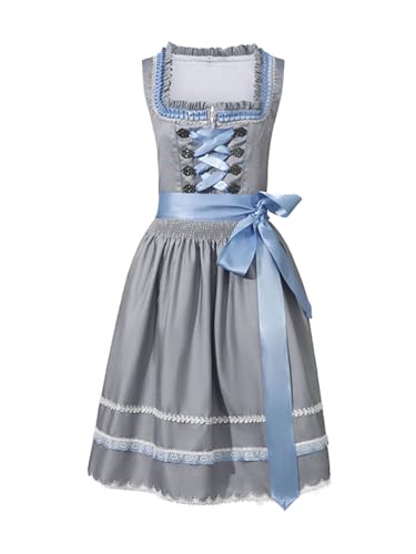 ticticlily Dirndl Damen Midi Lang, Dirndlkleid Trachten Kleider für Oktoberfest Besondere Anlässe, Trachtenkleid Trachtenmode C Blau XXL von ticticlily