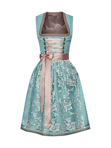 ticticlily Dirndl Damen Midi Lang, Dirndlkleid Trachten Kleider für Oktoberfest Besondere Anlässe, Trachtenkleid Trachtenmode D Grün L von ticticlily