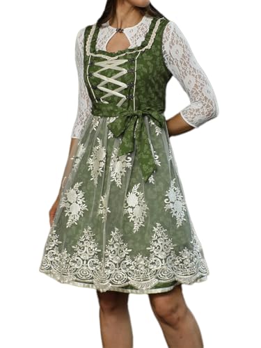 ticticlily Dirndl Damen Midi Lang Trachtenrock Dirndlkleid Trachtenkleid Dirndlschürze Oktoberfest Besondere Anlässe Kostüm Outfit 1 teiler Dirndelkleider A8 Grün M von ticticlily