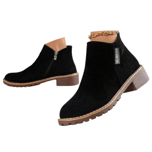 ticticlily Elegant Ankle Boots Women's Chelsea Boots with Block Heel Biker Booties with Zip Autumn Winter Leisure Short Boots for Party B Schwarz 38 EU von ticticlily