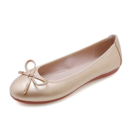 ticticlily Flache Schuhe Damen Klassische Arbeitsschuhe Halbschuhe Slippers Erbsenschuhe A Gold 40 EU von ticticlily